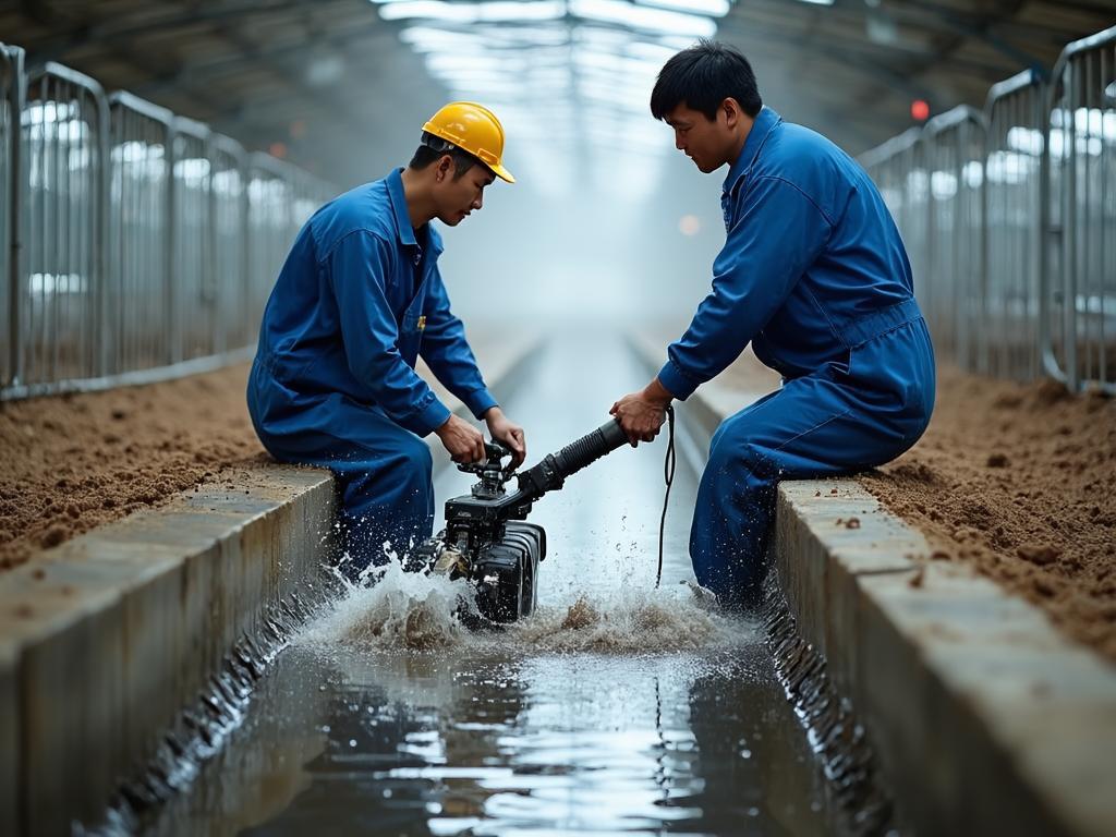 Cleaning Pig Farm Gutters in Winter: Drain the Remaining Water in the Hose First, Don't Let Ice Damage the Pump Head